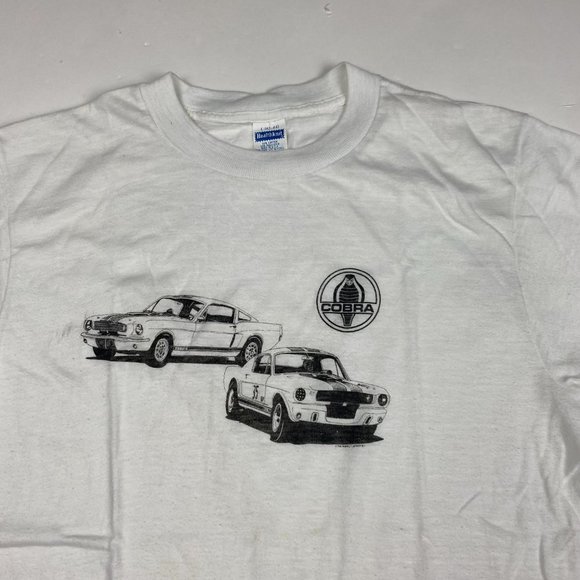 Vintage 70s Shelby Cobra T Shirt Mens Small Medium Healthknit Tag Auto Cars Ford - Picture 2 of 15